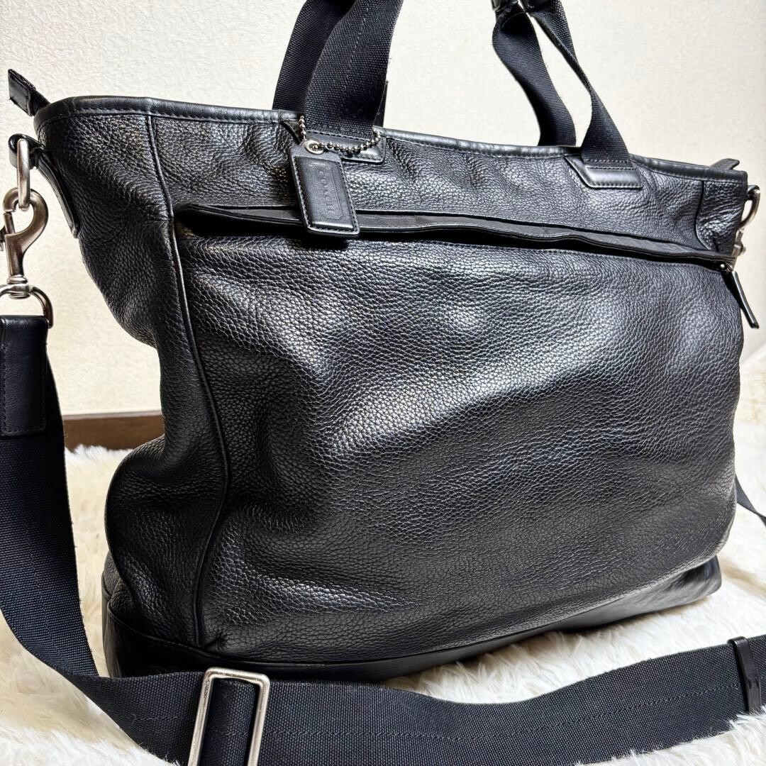 COACH Camden Pebbled Leather 2Way Tote Briefcase A4 Large Black F70926 Authentic