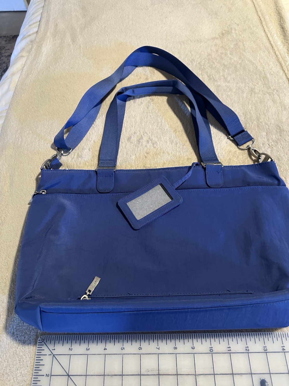 baggallini Blue Tote Bag Zip Closure, Detachable Strap, Inner/Outer Pockets