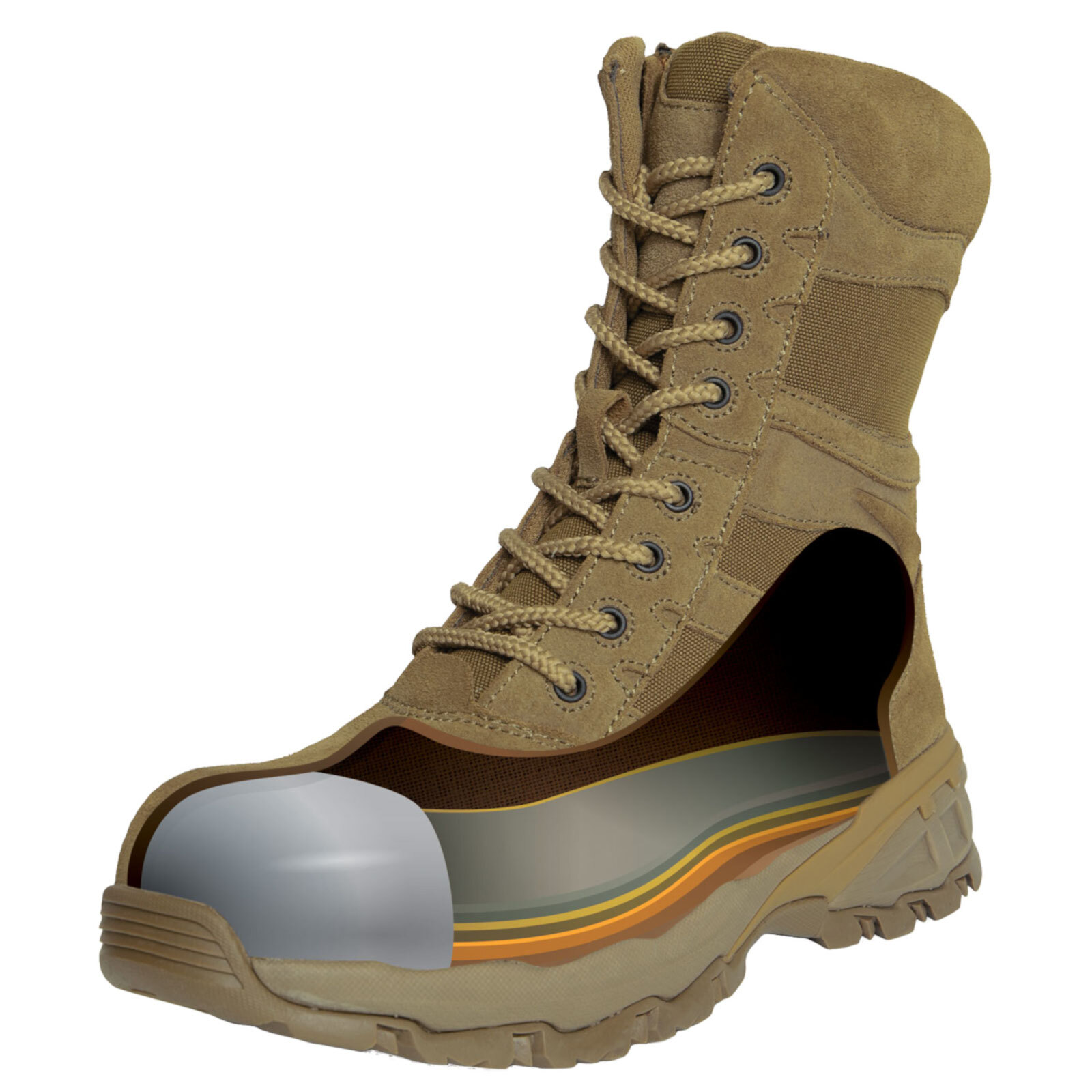 AR 670-1 Coyote 8 Inch Forced Entry Tactical Boot W/ Side Zipper & Composite Toe