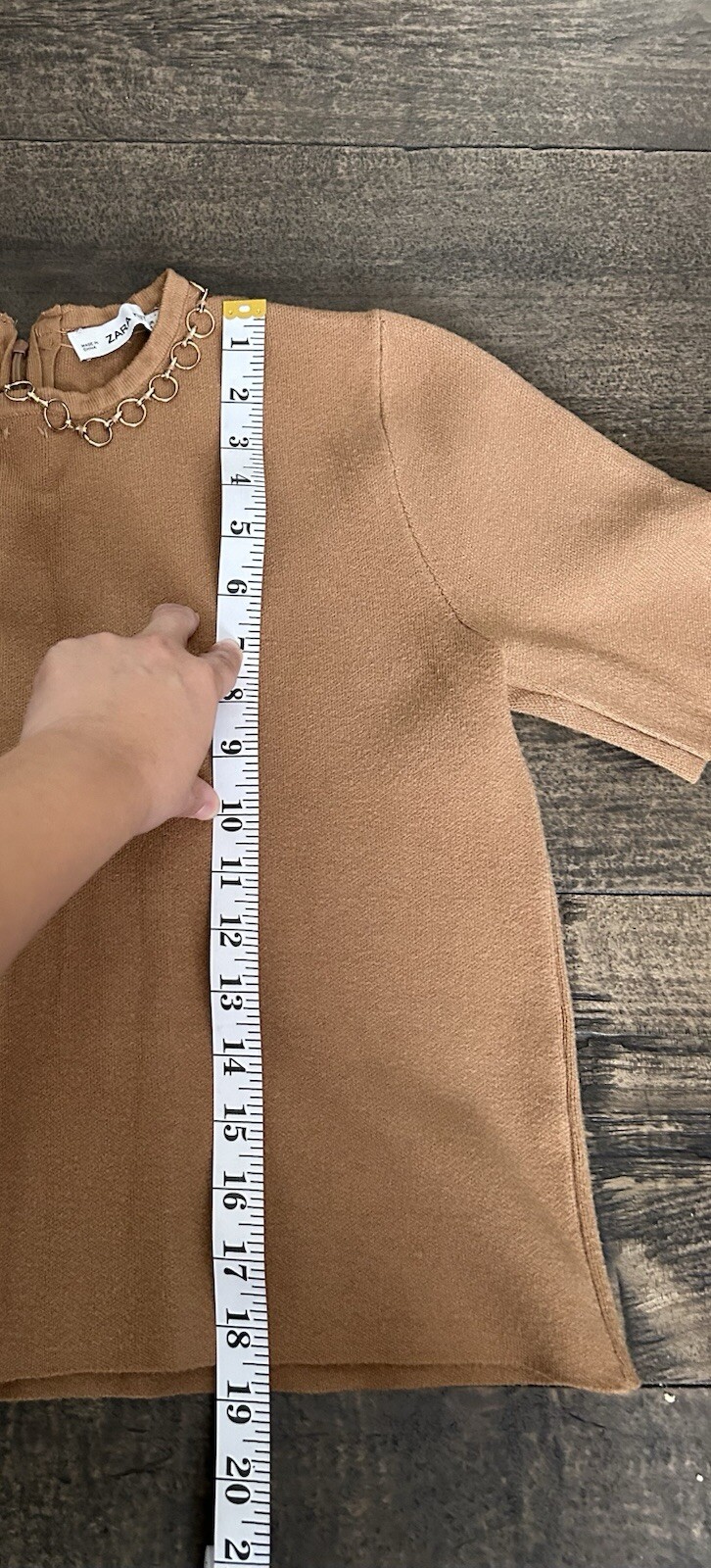 Zara Knit Blouse Top Shirt Large Caramel Color