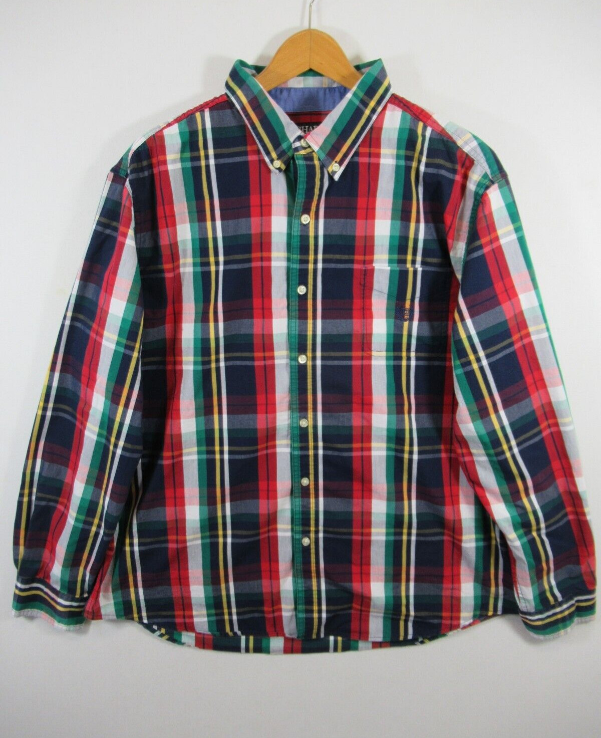 Chaps Button Up Shirt Men 2XL Multicolor Plaid Stretch Easy Care Lightweight