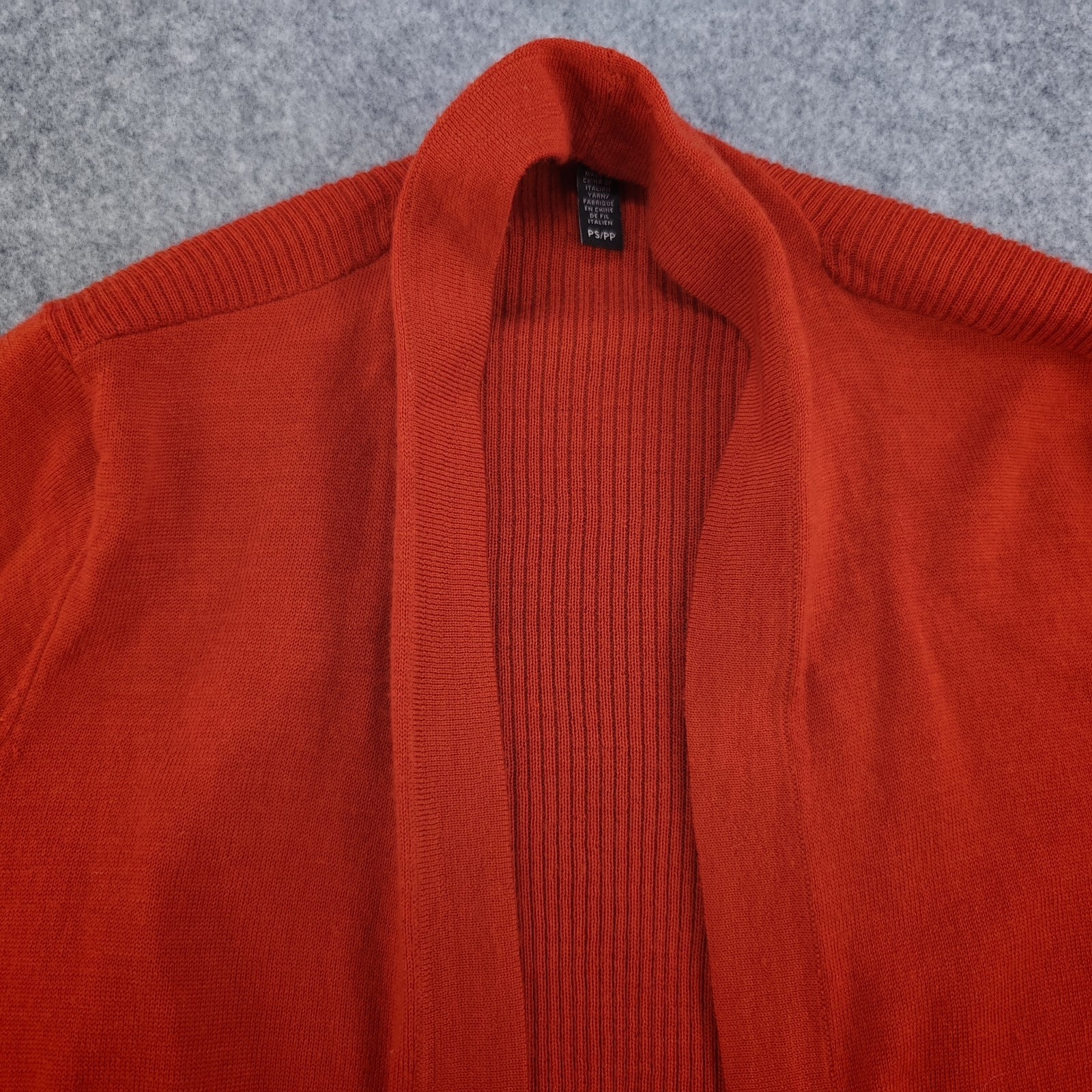 Eileen Fisher Cardigan Petite Ps/Pp Open Front Red 100% Merino Wool Italian Yarn