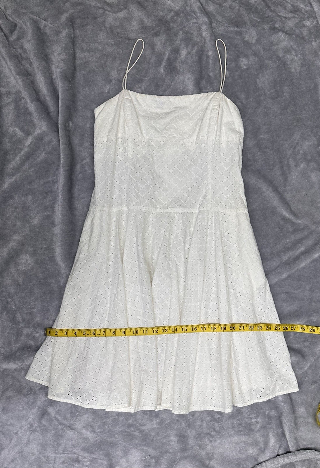 American Living White Eyelet Sundress Size 16 Straight Neck Zip