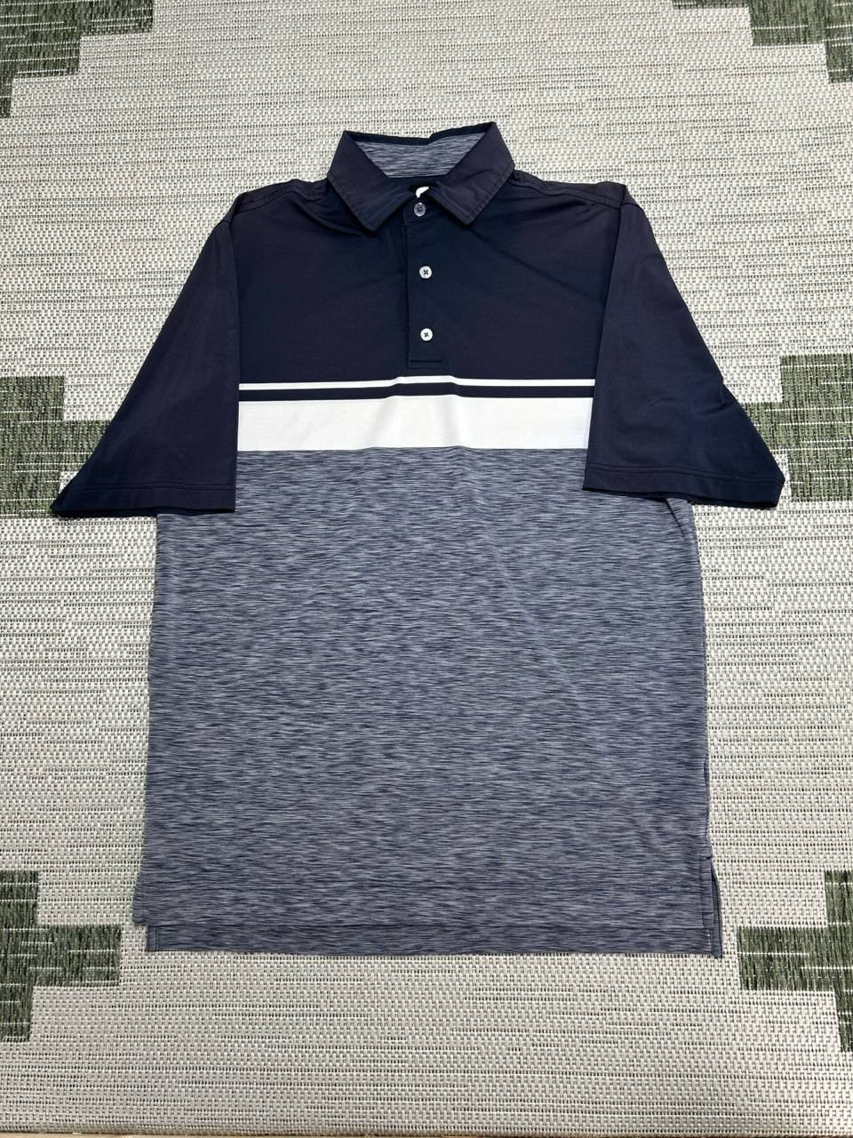 FootJoy Polo Shirt Men Medium Multicolor Lisle Colorblock Space Dye Self Collar