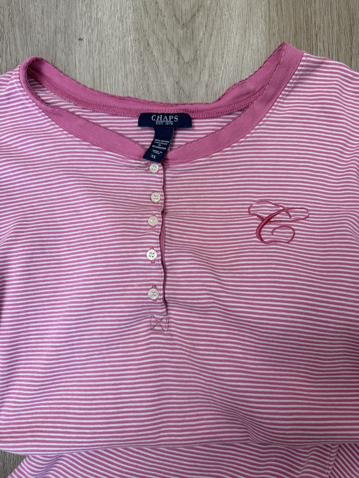 Chaps Women’s Pink Striped Pajama Set Size XL 100% Cotton