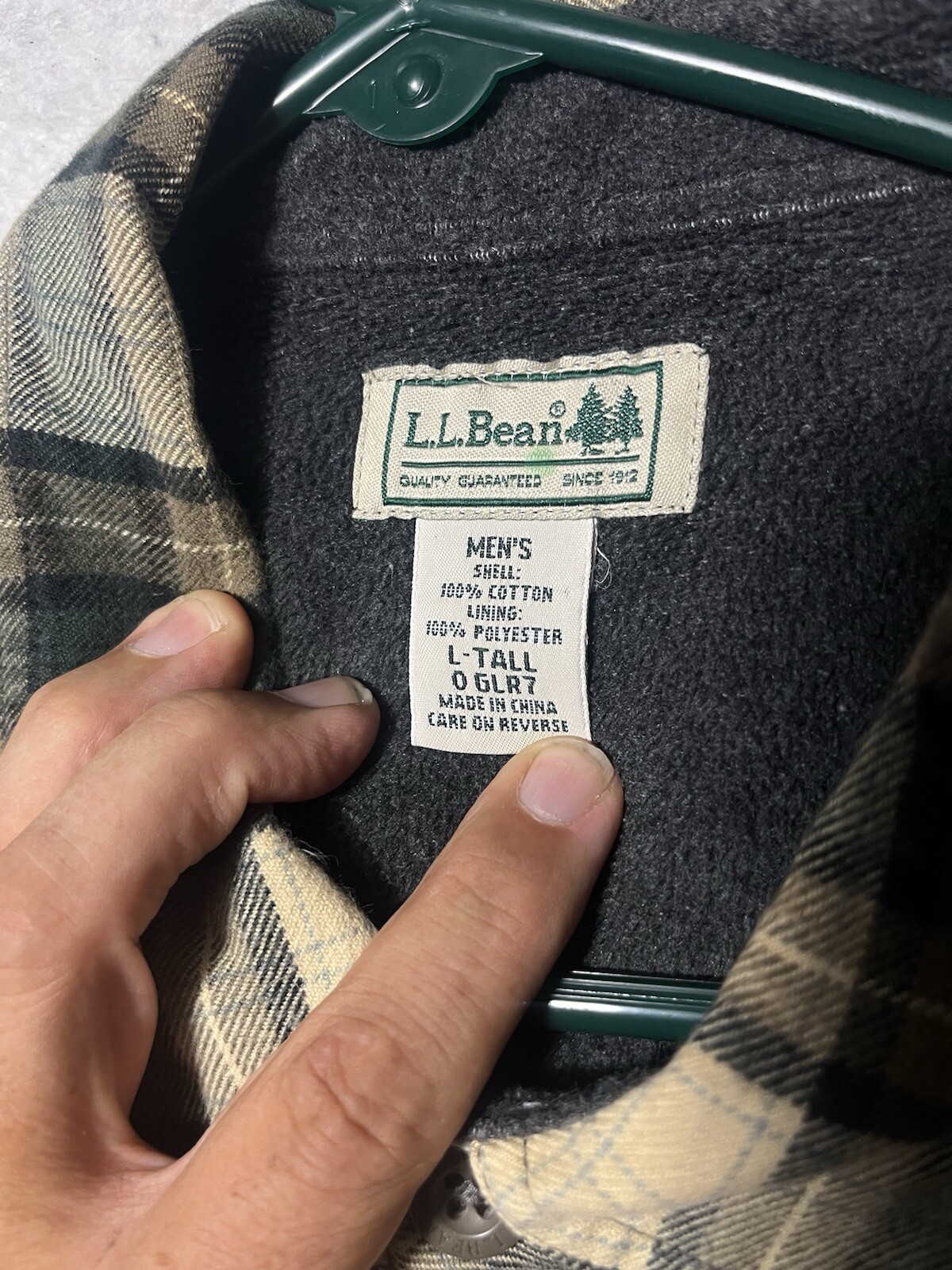 Vintage LL Bean Jacket Mens L Tall Plaid Flannel Shacket Fleece Lined Button Up.