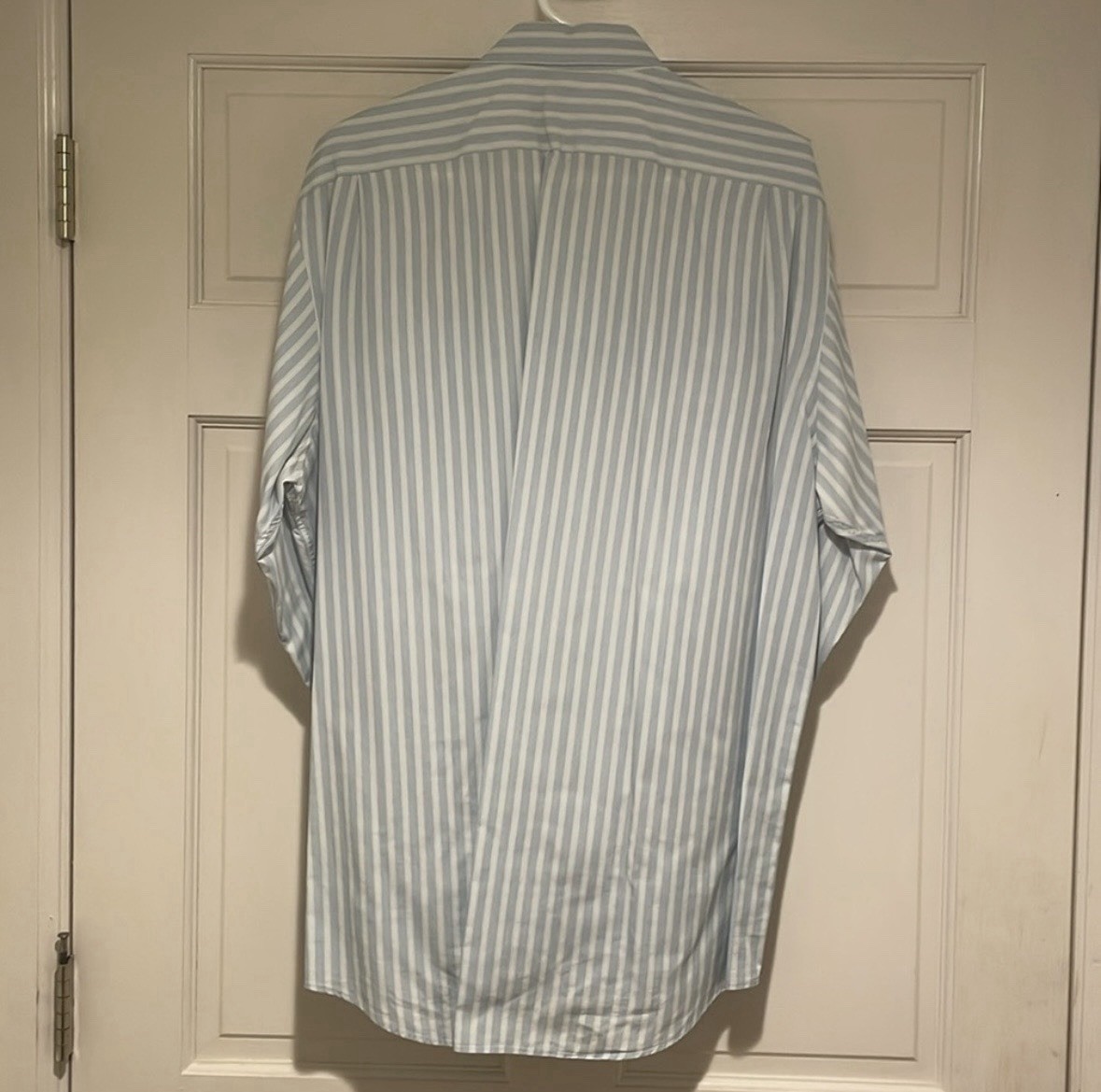 Lacoste Men’s Dress Shirt Classic Striped Blue/White Long Sleeve Cotton 44(XL)