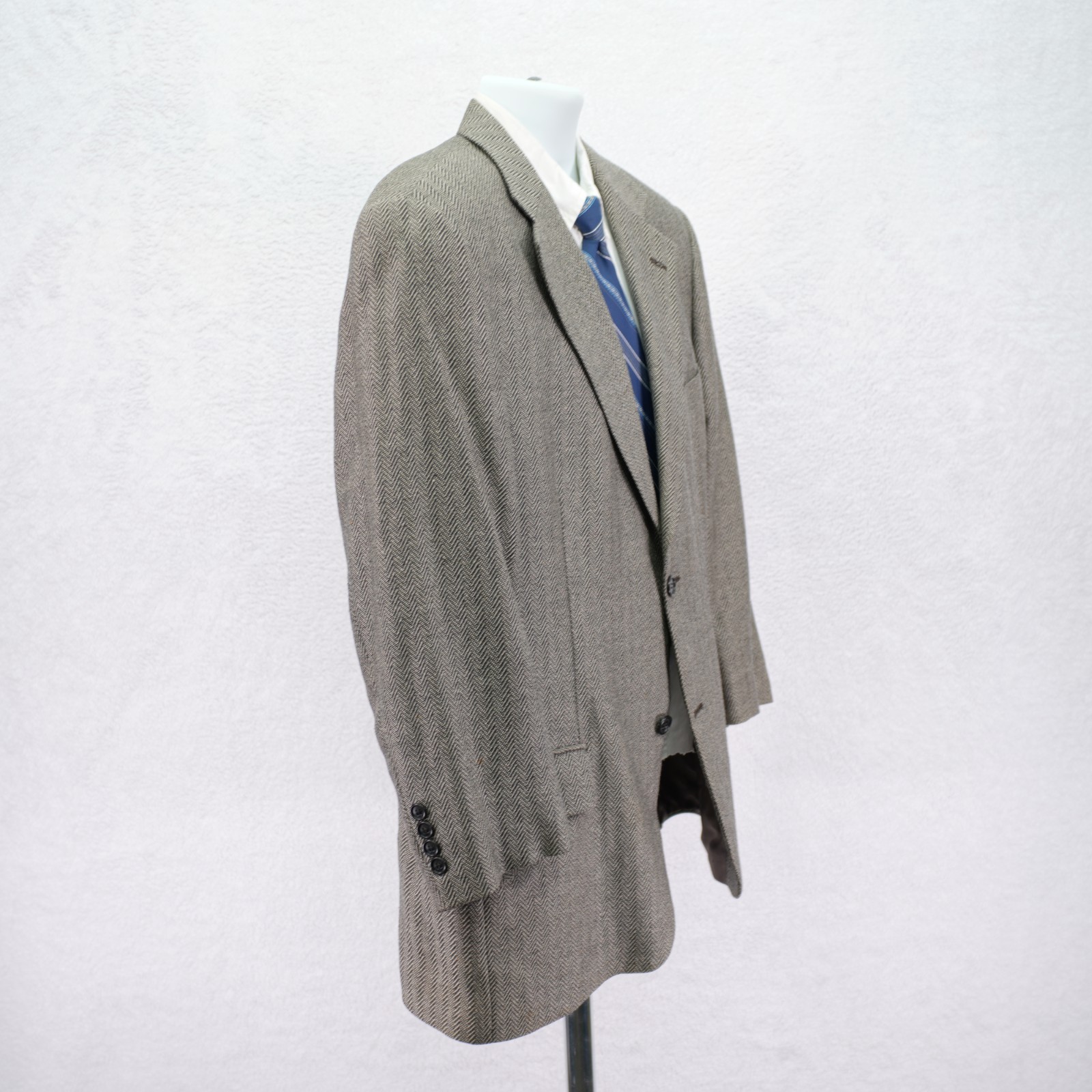 Paul Fredrick Textured Tweed Wool Silk Nylon Sport Coat Brown Herringbone 42R