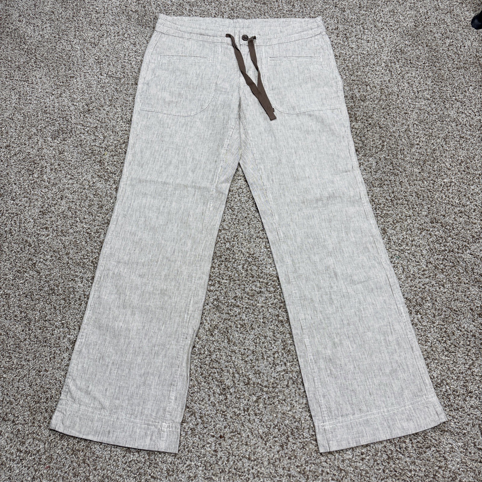 Freedom Trail by Kyodan Women’s Pants Wide Leg Linen Blend Brown Stripe Medium