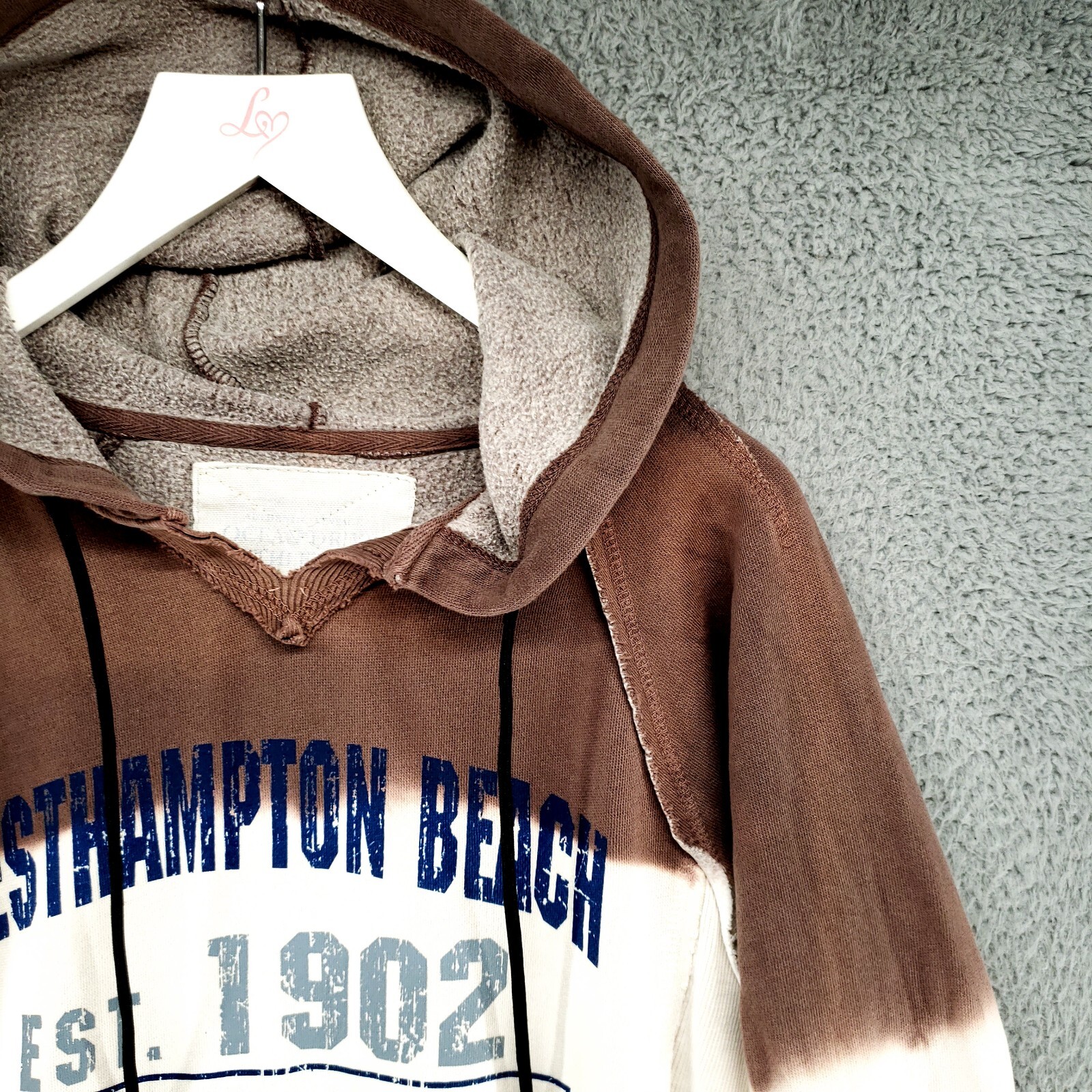 Westhampton Beach Est. 1902 Hoodie Sweatshirt M Size UNISEX Tie Dye Brown Ivory
