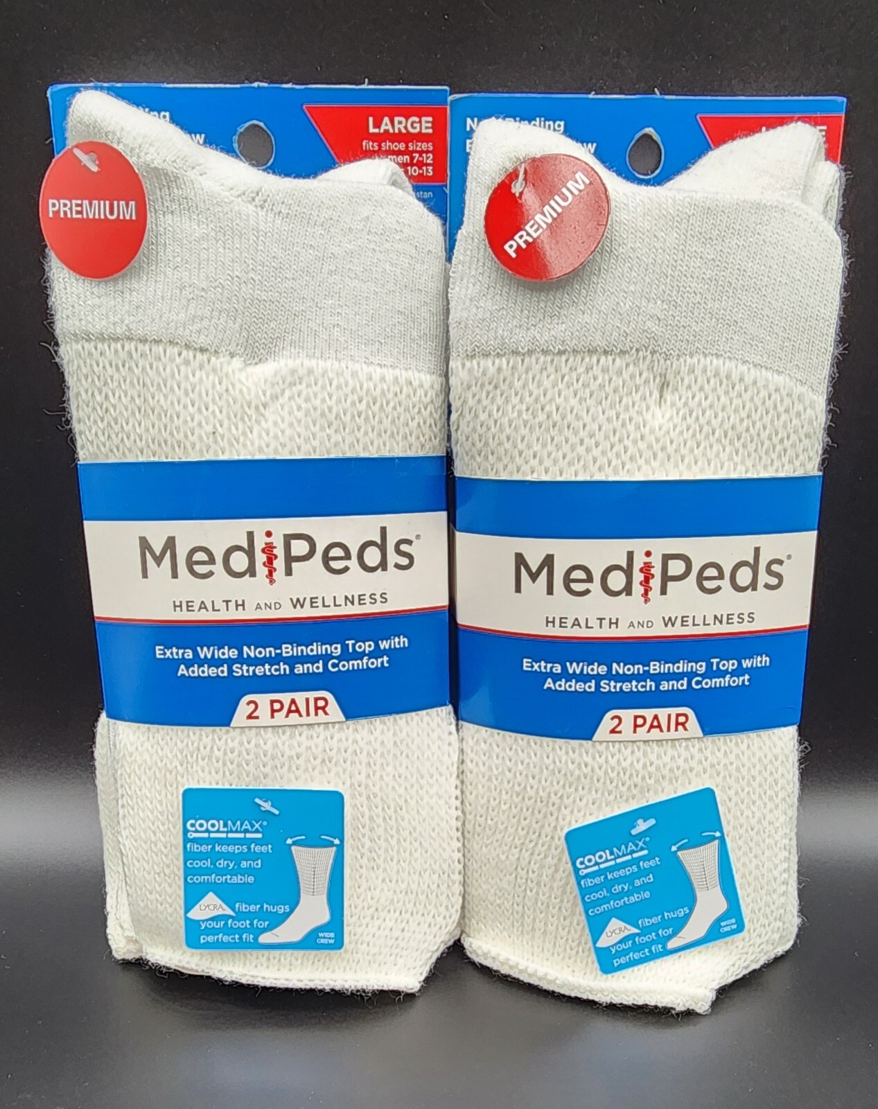 MediPeds Extra Wide Diabetic Non-Binding Extra Wide Crew Socks Large Men Woman
