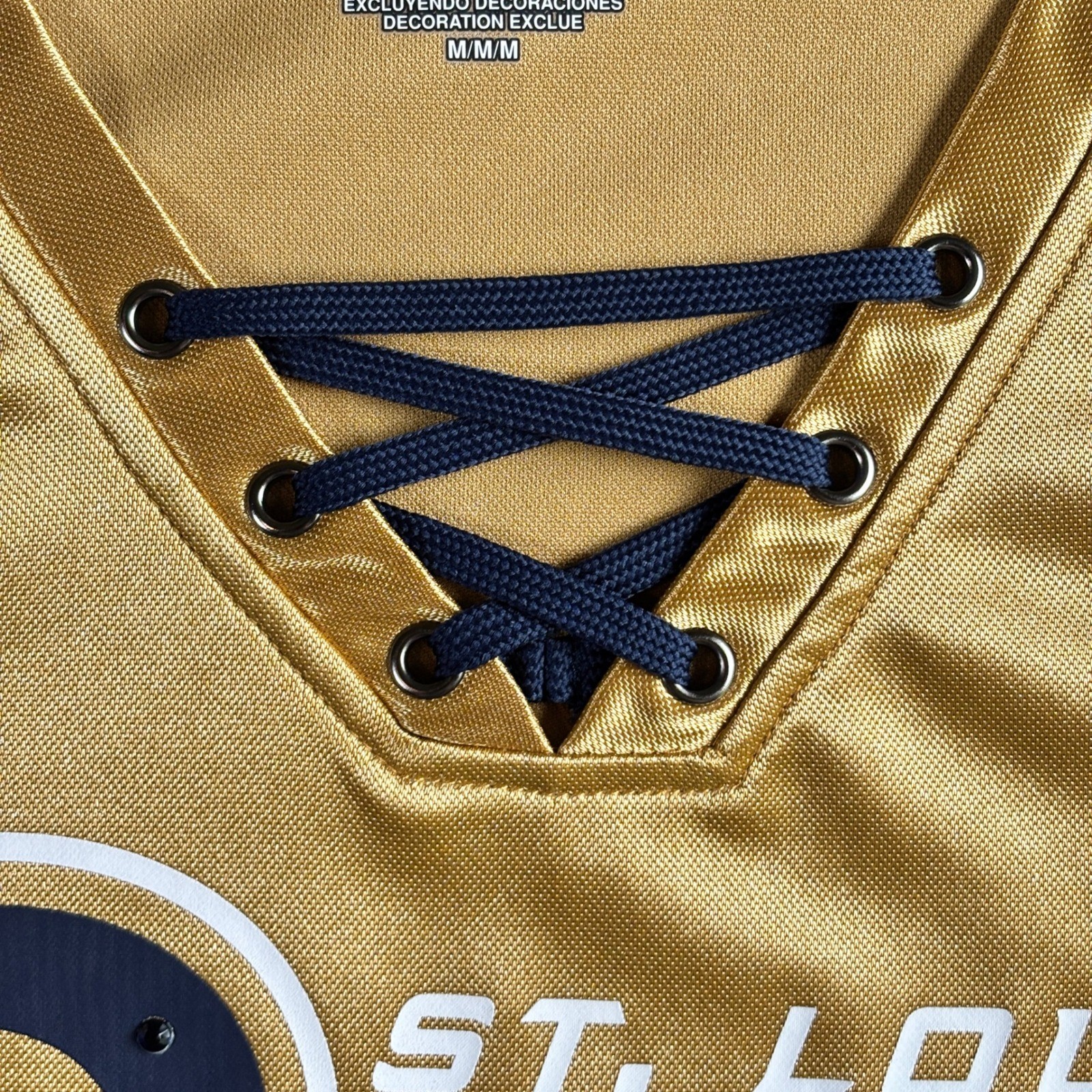 NFL Team Apparel St. Louis Rams Womens Gold Lace Up Jersey Shirt Medium Bling