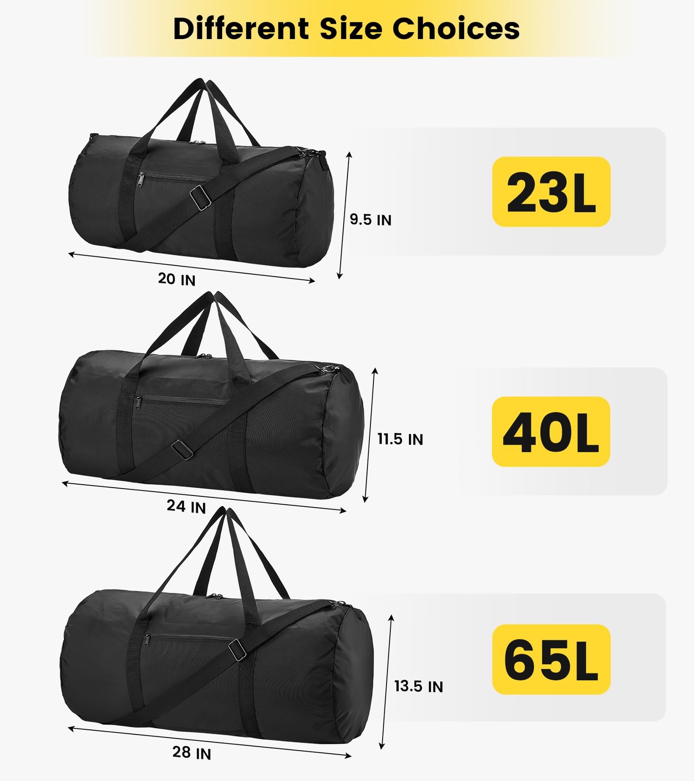 20 Inches Foldable Gym Bag, Lightweight Duffel Bag for Men Women