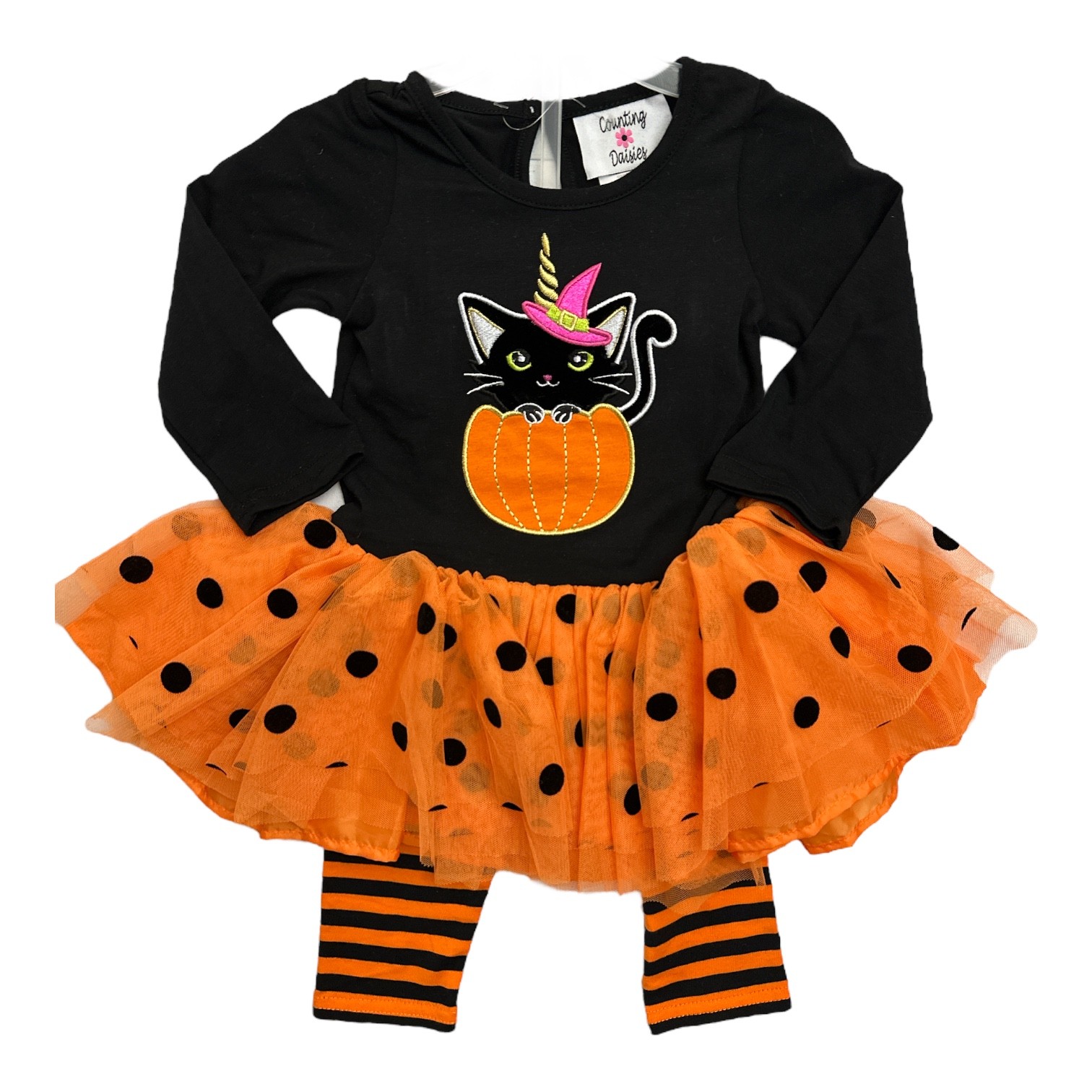 Counting Daisies Girl’s 2-Piece Cat Unicorn Tutu Dress & Legging Set