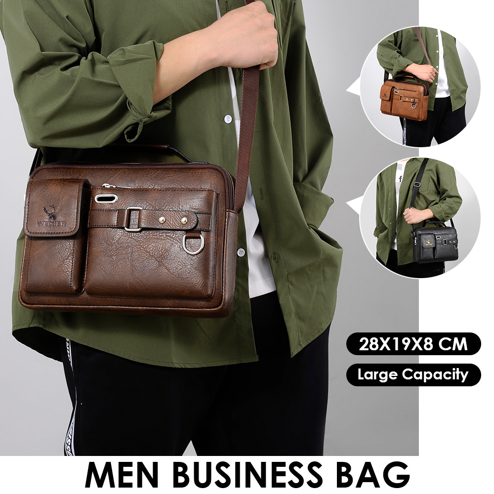Men Messenger Bag Vintage Leather Briefcase Laptop Bag Satchel Shoulder Bag