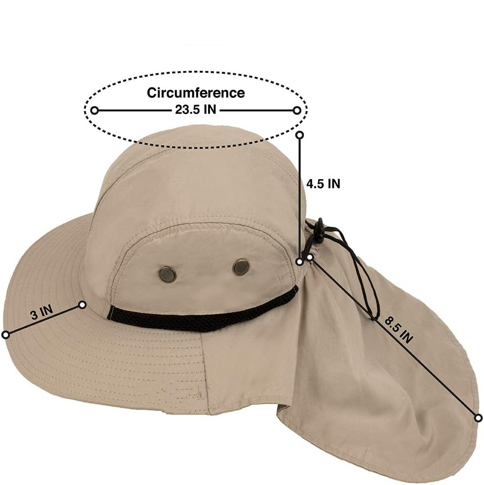 Unisex Boonie Bucket Hat Sun Wide Brim Neck Flap 100% Cotton Cap Outdoor Hats
