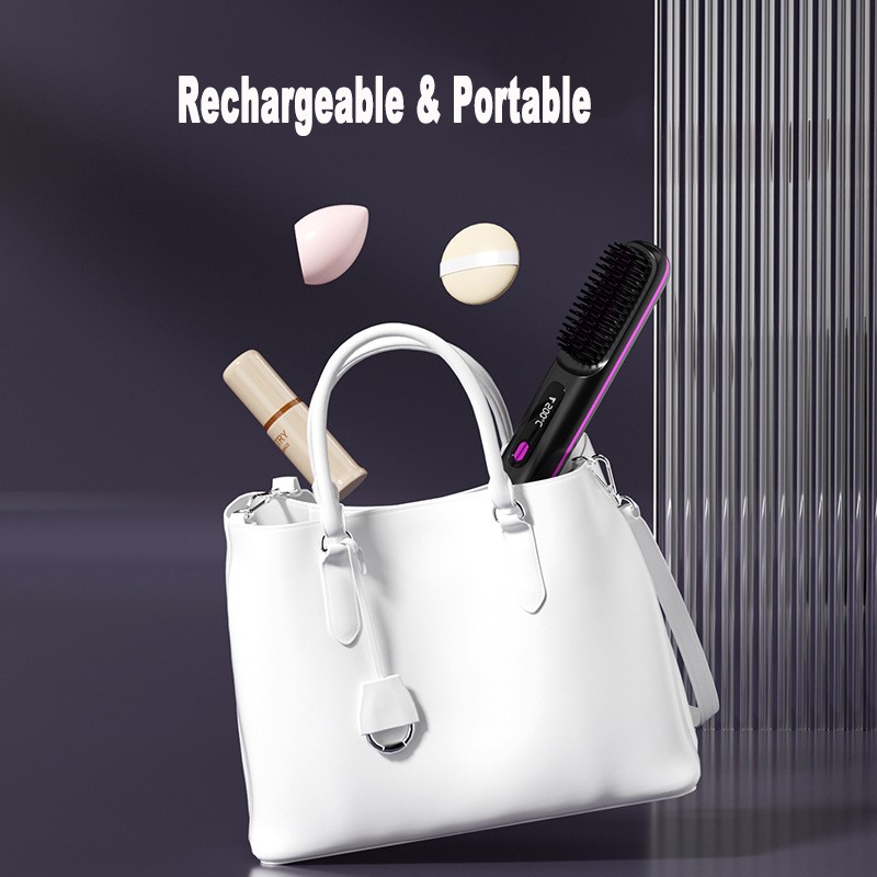 2 In 1 Straight Hair Comb Wireless Hair Straightener Brush Hair Fast Heating Por