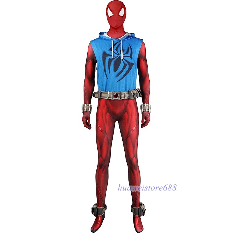 Scarlet Spider Costume Spider-Man Cosplay Outfits Jumpsuit Halloween Adult