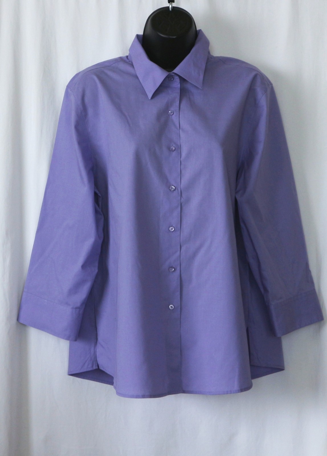 FOXCROFT Lavender Wrinkle Free Shaped Fit Blse 44 In Chst 26.5 In Lng Sz 14 EXC