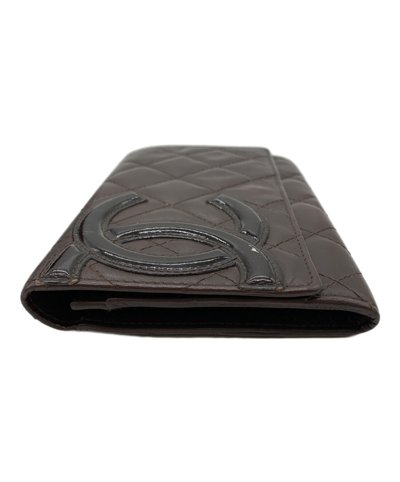CHANEL Brown Quilted Bi fold Wallet Card Slots Coin Pocket Auth