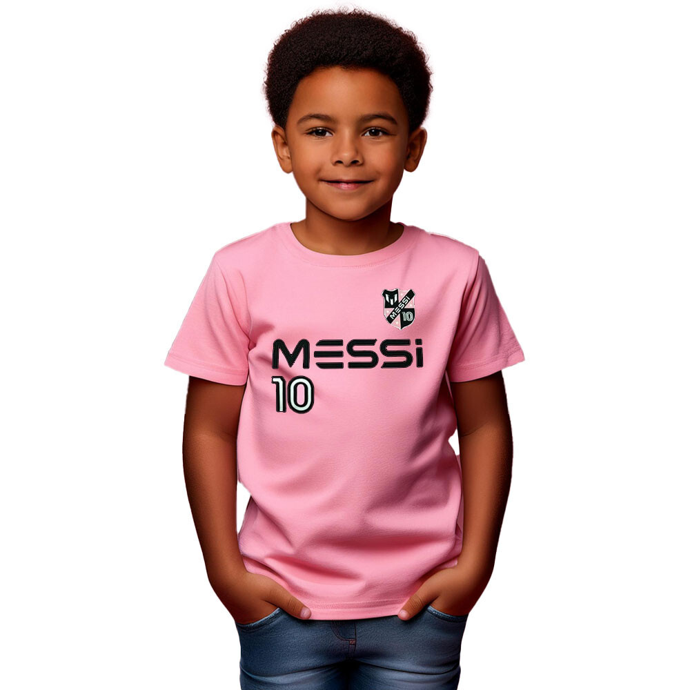 Messi Number 10 Soccer Logo Pink Unisex Kids T-Shirt. US Child Sizes. Brand New!