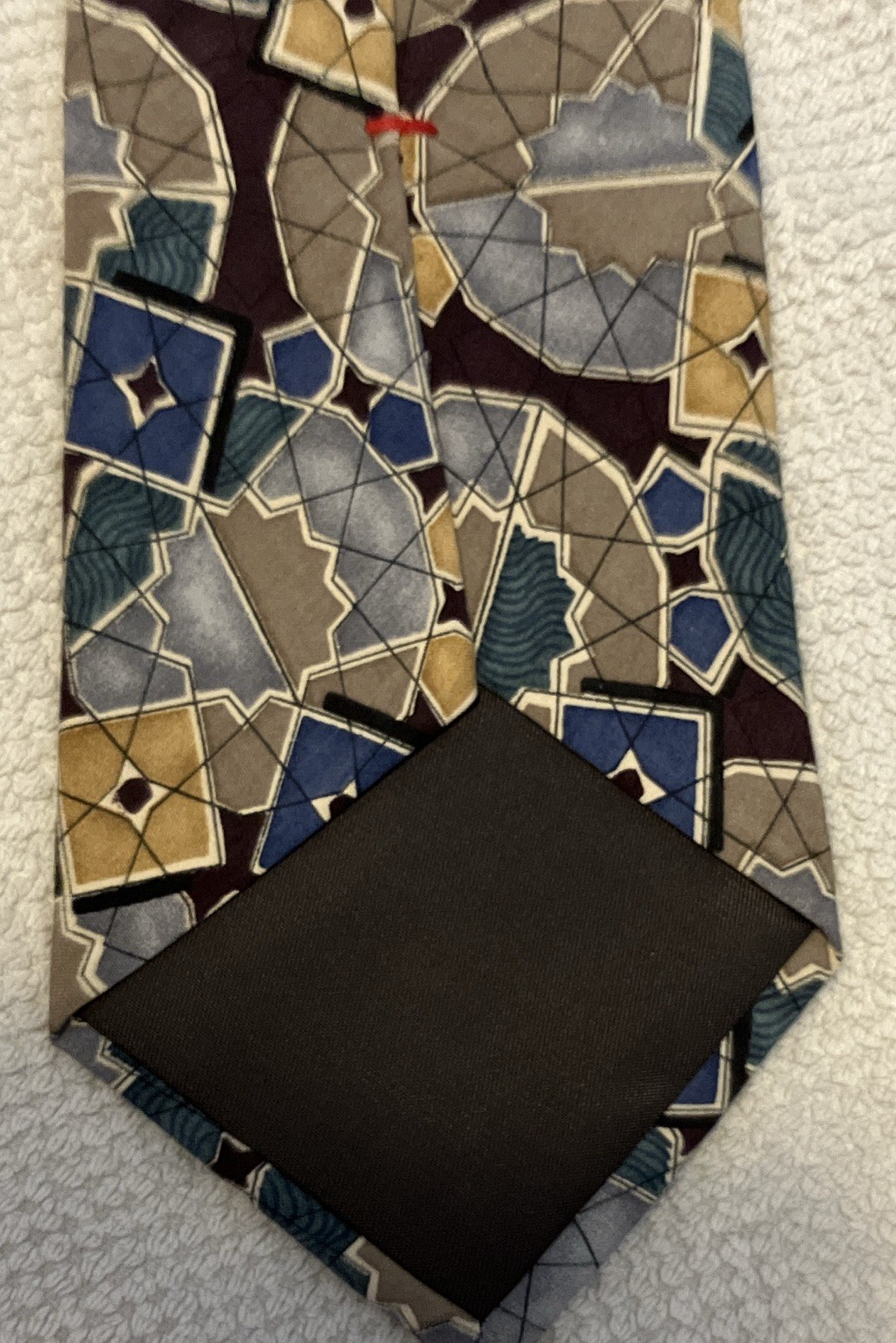 Mark Martin Collections Men’s Geometric Pattern Tie Blue Gray Beige Black