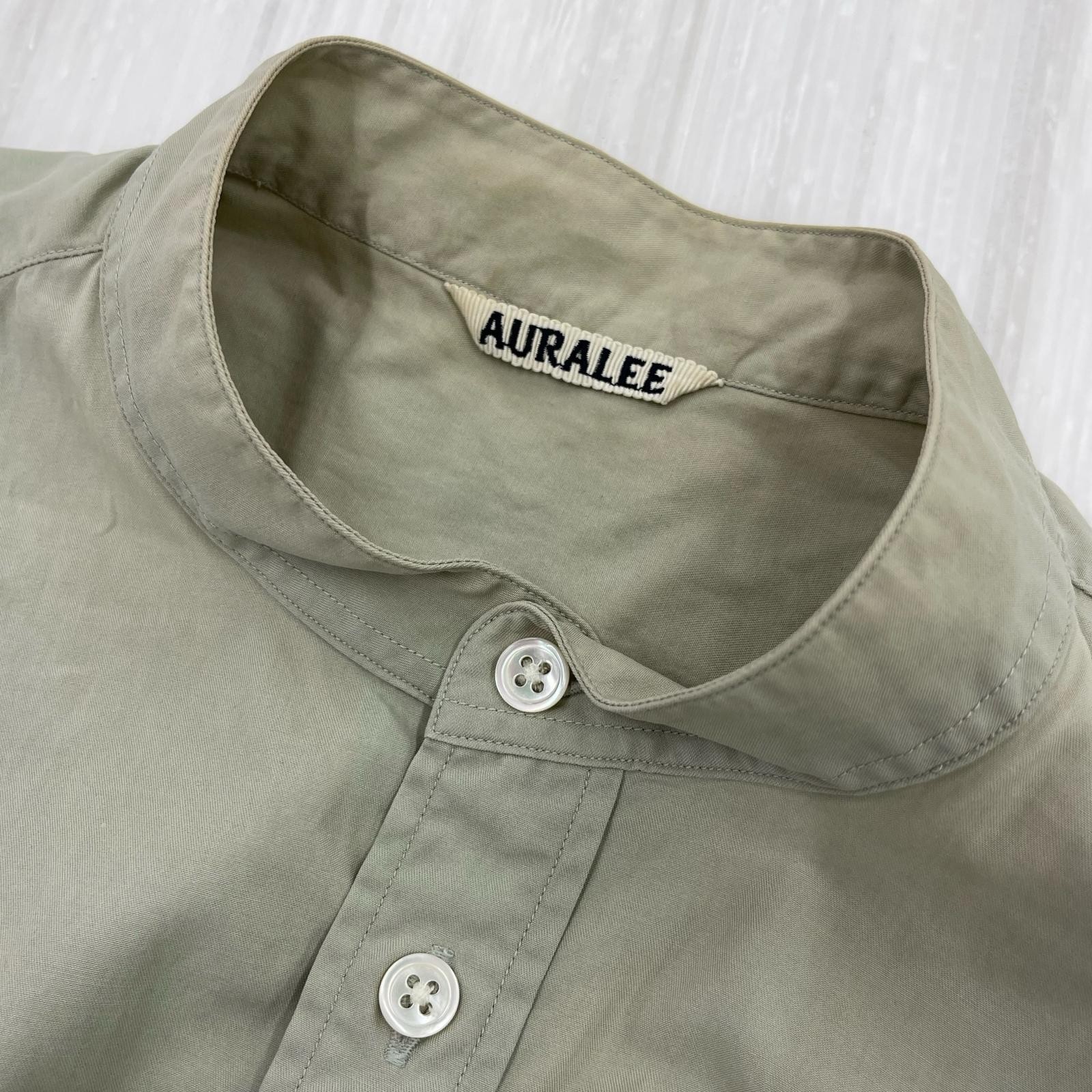 57773 AURALEE Orally Band collar sleevelessblouse size0/Pale khaki made in japan
