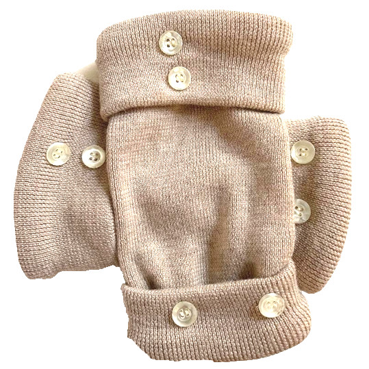 FINGERLESS GLOVES BROWN TAN CAMEL 100% MERINO WOOL M – L MEDIUM – LARGE MITTENS