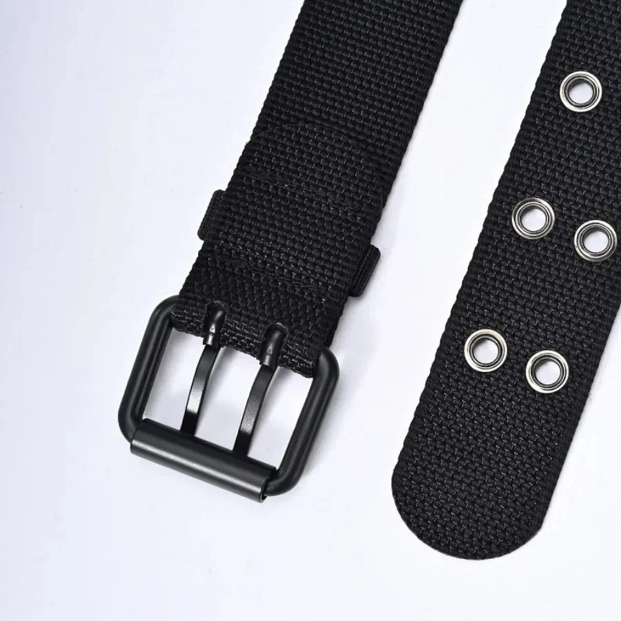 Luxury Nylon Belts Men’s Double Grommet Belt Buckle Outdoor Sport Belt for Jeans