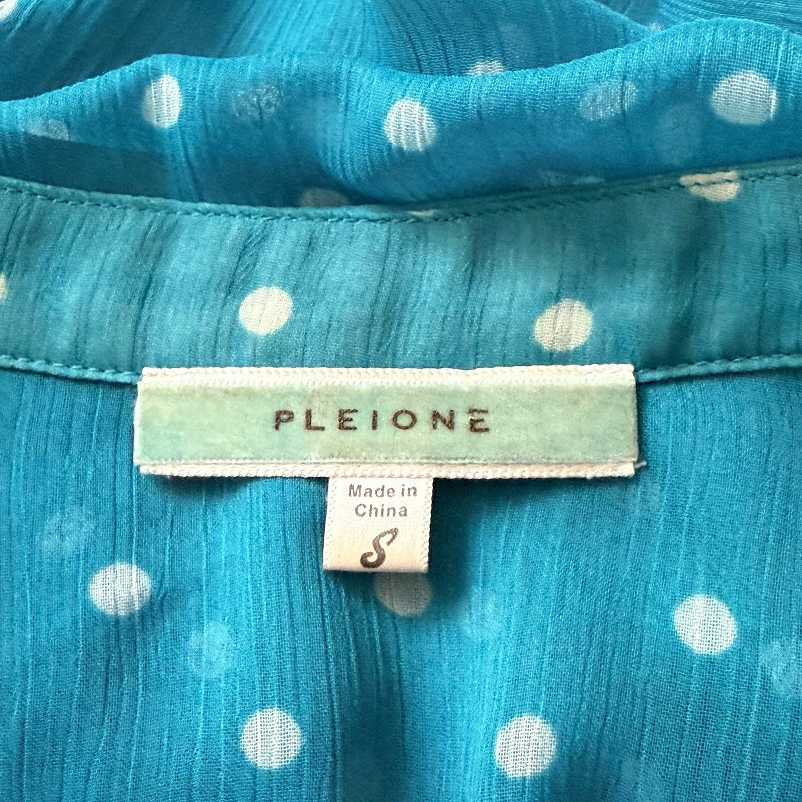 Pleione Kelly Green Polka Dot Sheer Blouse Sz S Oversized 48″ Bust Short Sleeves