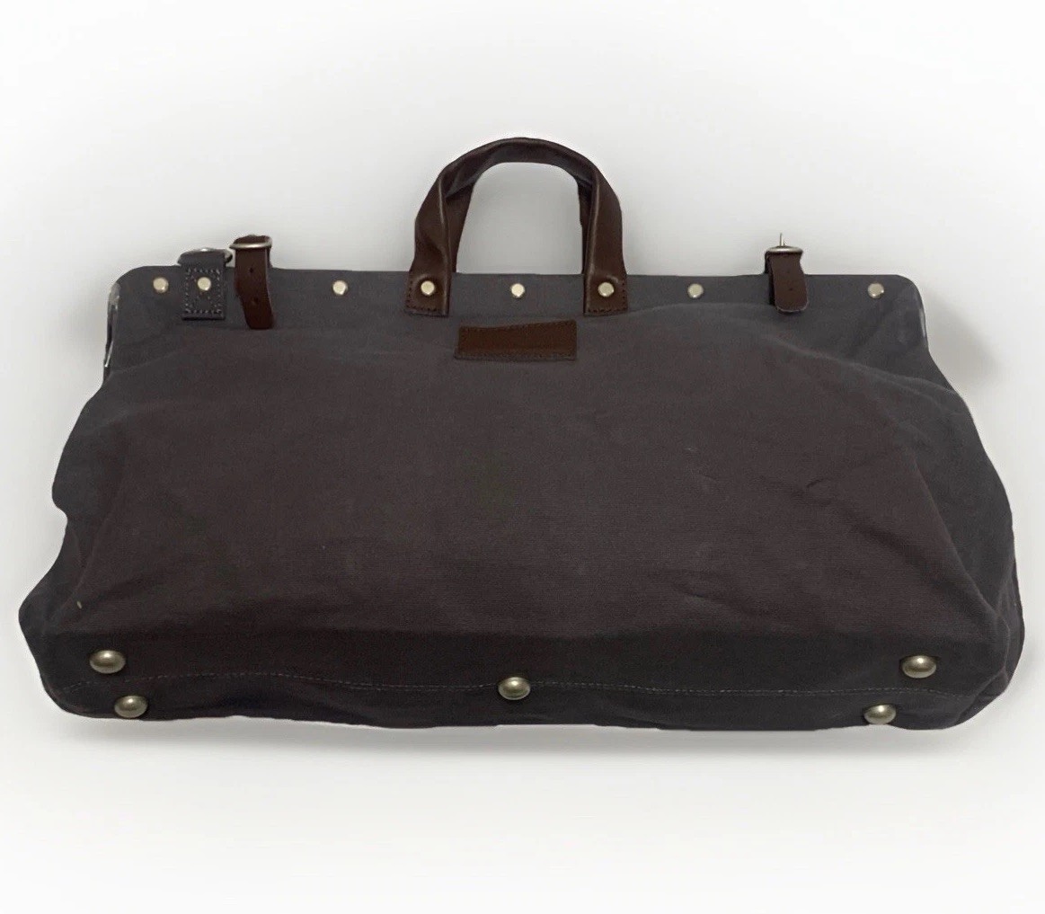 Line Of Trade Blue Weekender Bag 0312 Canvas Duffle Leather Trim Travel Tote 22”