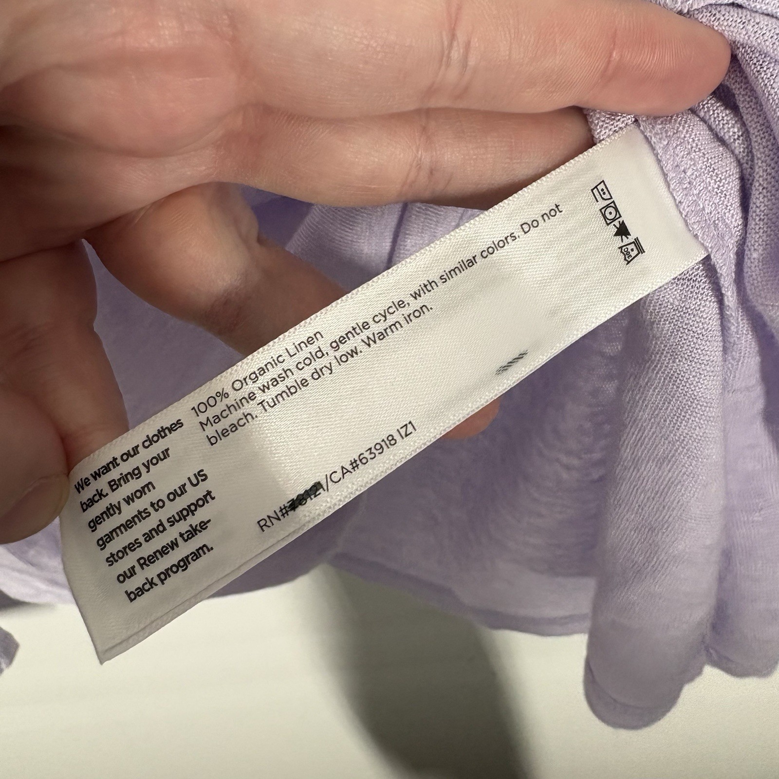 Eileen Fisher S Lavender Organic Linen Jersey Long Sleeve Crew Neck Tee NWOT