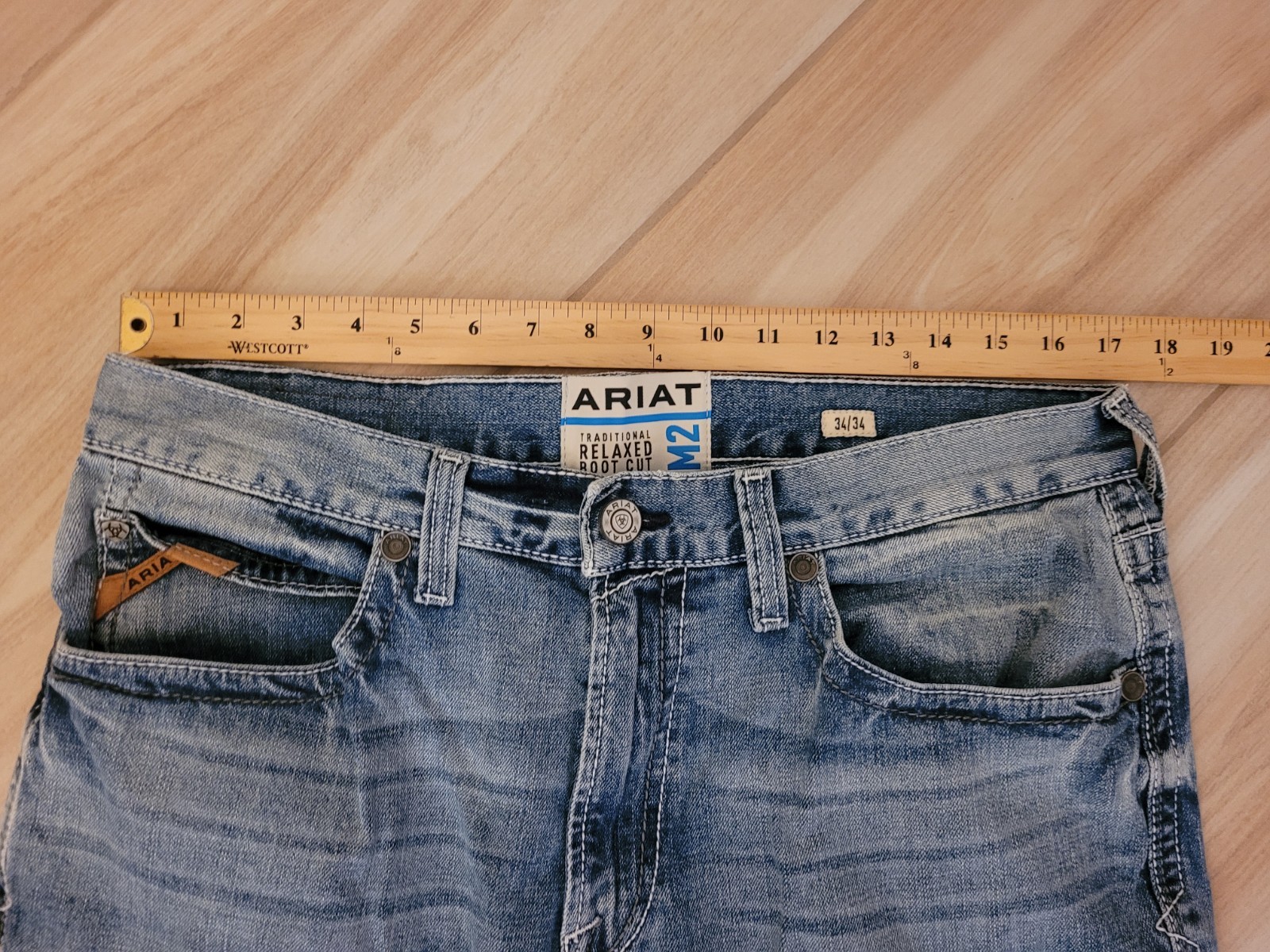 Ariat M2 Relaxed Boot Cut Jeans Mens Workwear Western Cowboy 34×31 READ