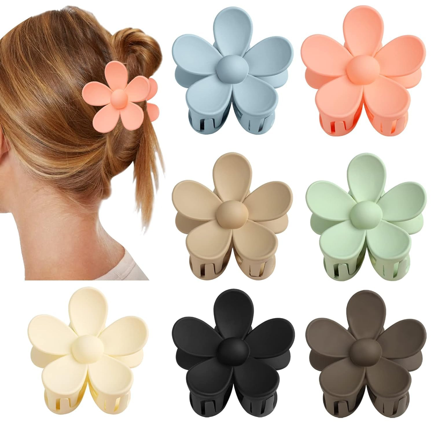 Flower Claw Clip 7 PCS Claw Clips, Hair Clips for Women Non Slip for Thick Hair