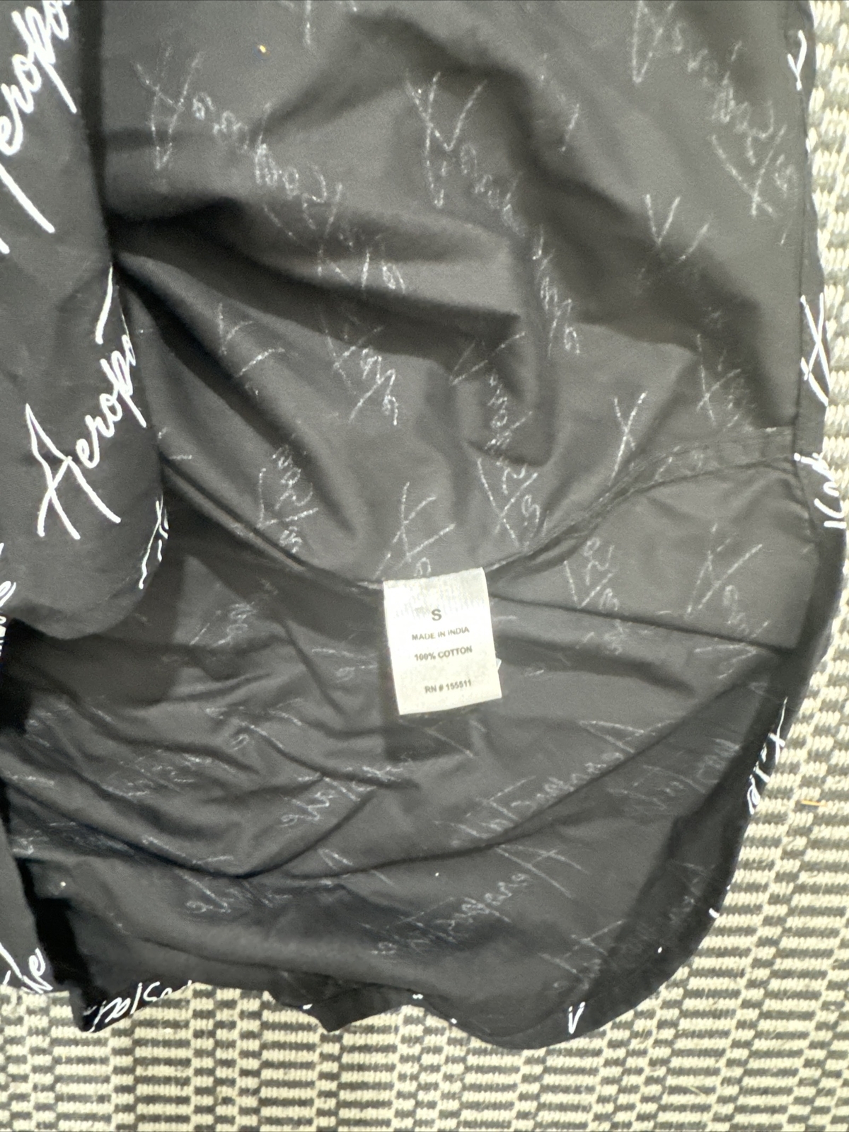 Aeropostal Mens Short Sleeve Dress Shirt Size small Black/White all cotton