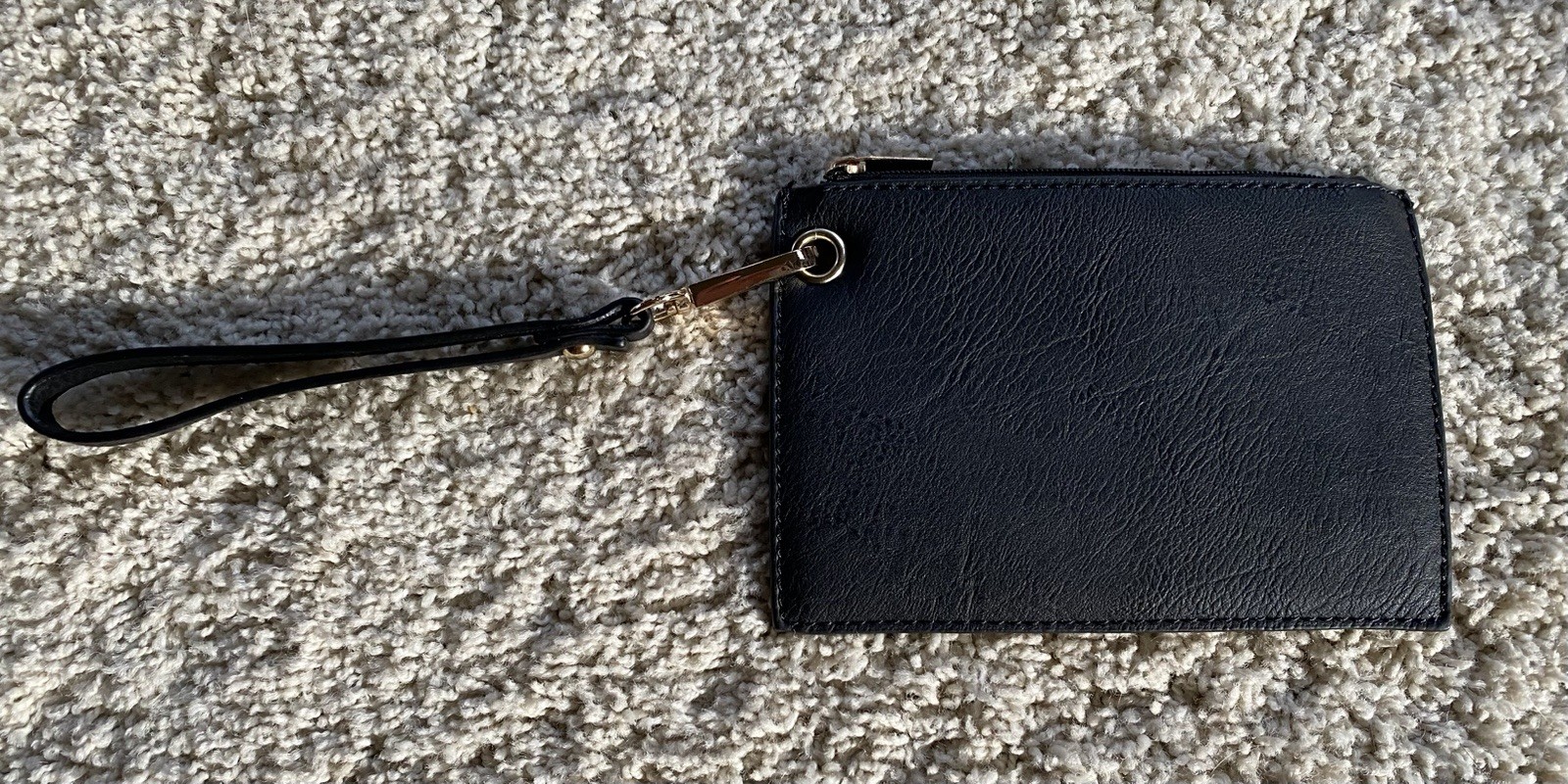 New Leather Shoulder Strap Black Purse Gold Accents With Coin, Satchel