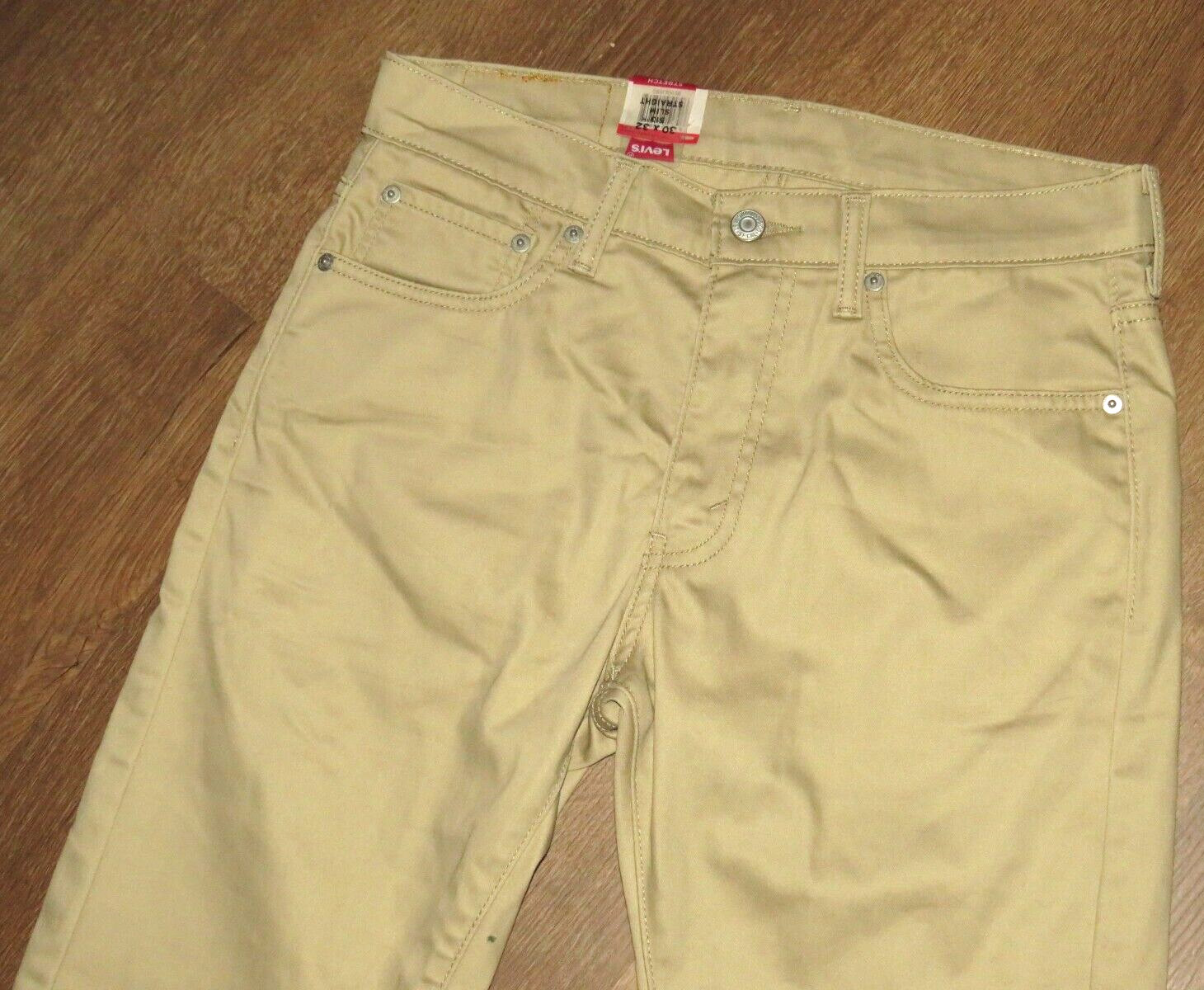 NEW! Men’s Levi’s 513 Slim Straight Leg Stretch Khaki Pants 30 X 32 NWT!