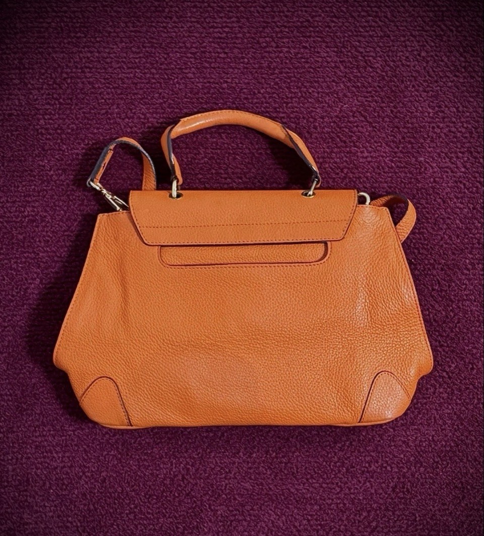 MCM Shoulder Bag Medium Orange Leather 2 Way