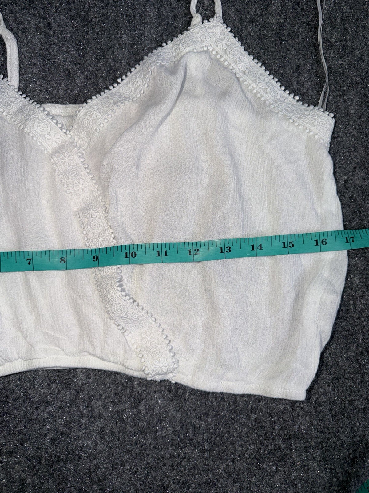 miami White Lace-Trim V-Neck Spaghetti Strap Camisole Size M