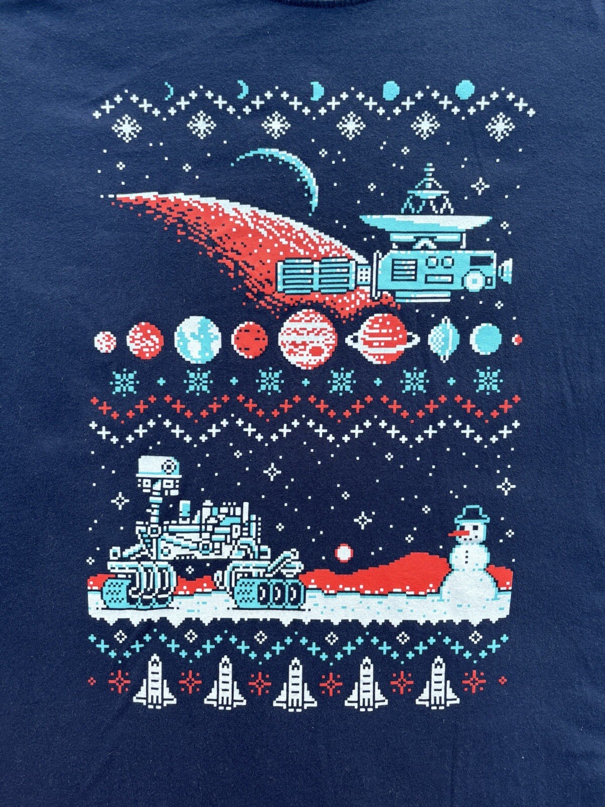 Loot Crate Exclusive Retro 8-Bit Mars Rover Ugly Christmas T-Shirt – Cotton – XL