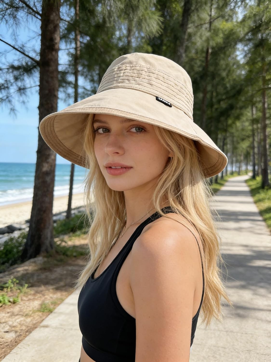 Womens Wide Brim Folding Sun Protection UV Beach Fishing Hats Outdoor Bucket Hat