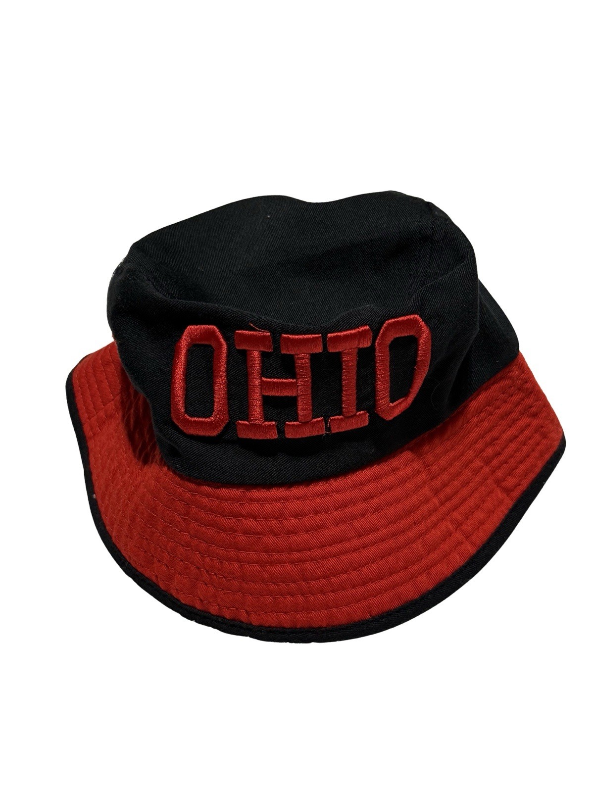 Ohio Bucket Hat – Black/Red – Embroidered Script – Adult One Size