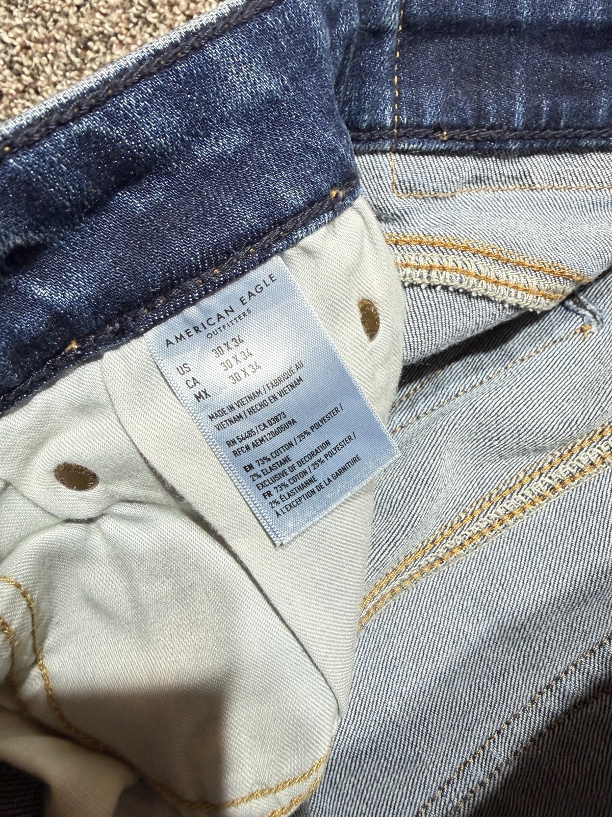 American Eagle Men Jeans Size 30 Blue Denim 30X34 Slim Air Flex Plus