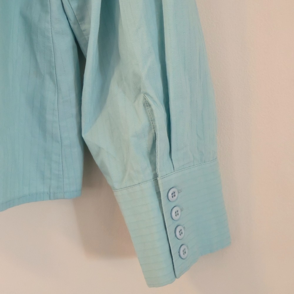 Ricki’s Blue Button Front Textured Blouse XXL Business Casual Office Chic