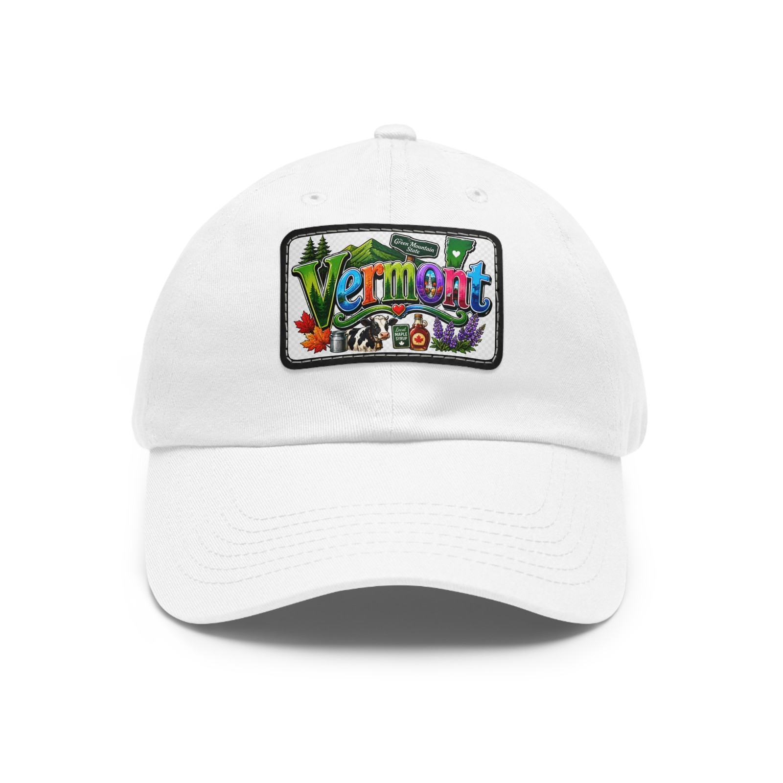 Vermont Patch Dad Hat | Leather Rectangle Patch, State Travel Cap