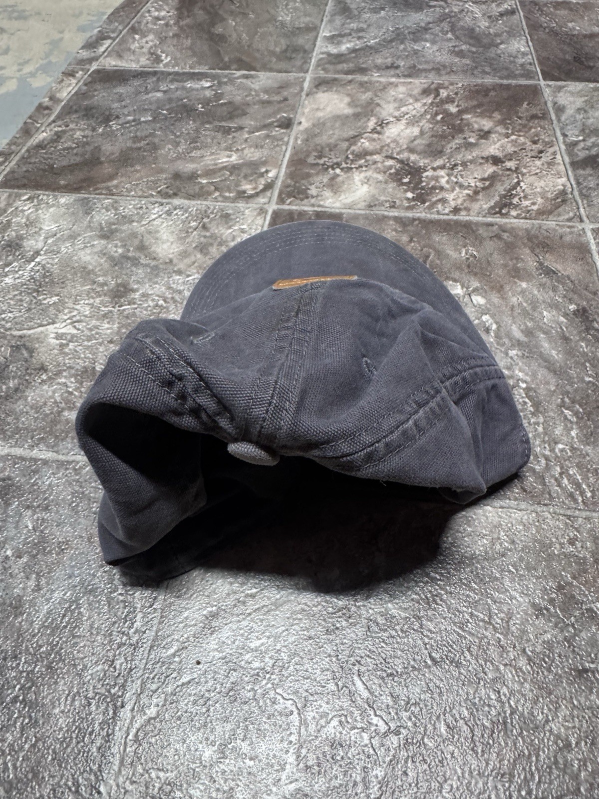 Carhartt Odessa Hat 100141 Faded Black Grey Leather Patch Canvas Strapback Cap