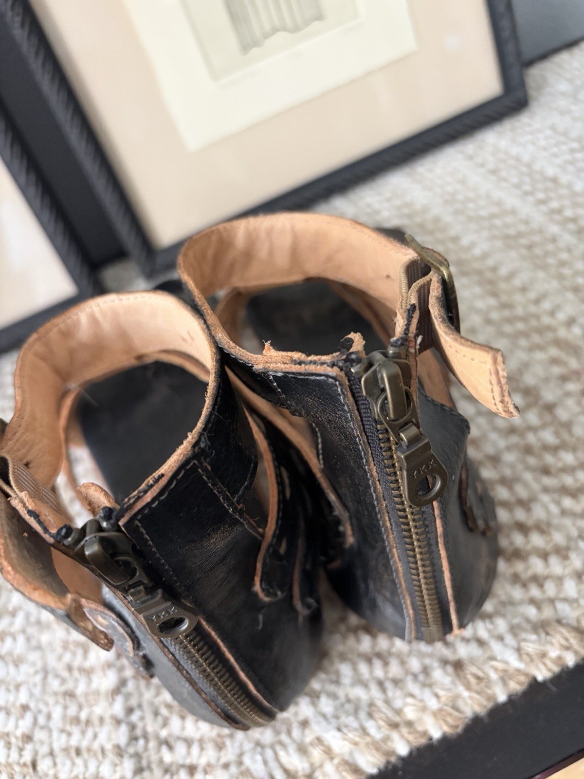 Bed Stu Artemis Style Leather Sole Sandals Black/Brown Gladiator Size 9