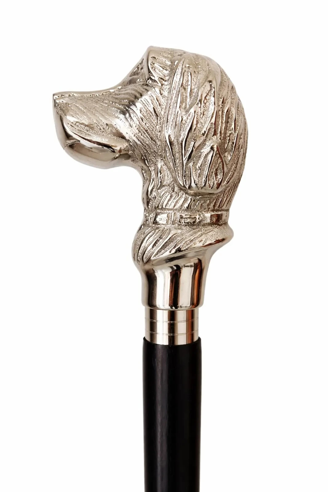 Silver Finish Dog Head Walking Cane | Gentleman’s Antique Style Gift for father