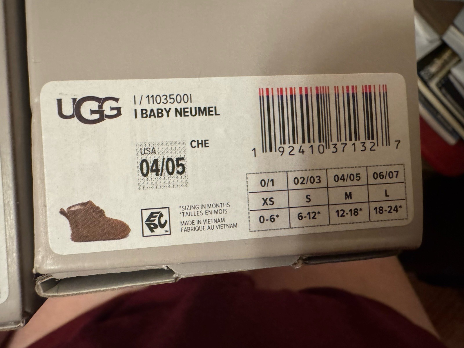 UGG Baby Neumel Boots Slipper Shoes Chestnut Size 04/05 12-18 Months NEW In Box