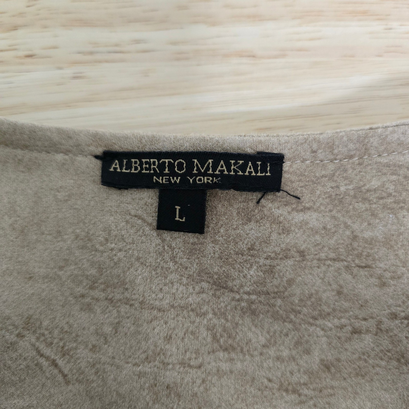 Alberto Makali New York Tan Faux Suede Asymmetrical Zip Moto Jacket Womens Large